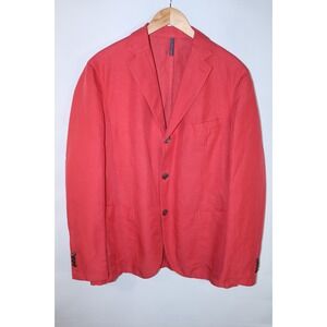 Montedoro Slowear Men's Size 54 Red Cotton Linen Blend Blazer Jacket